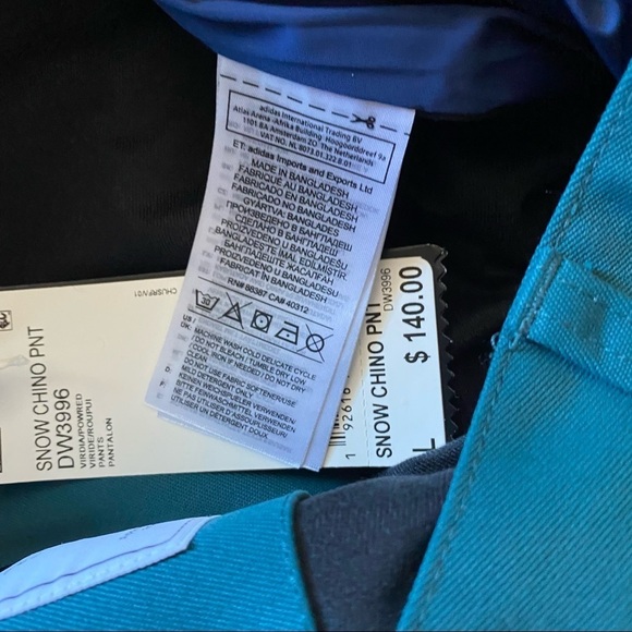 NEW ADIDAS Originals sz L Men's Snow Chino Pants Teal - Picture 6 of 7